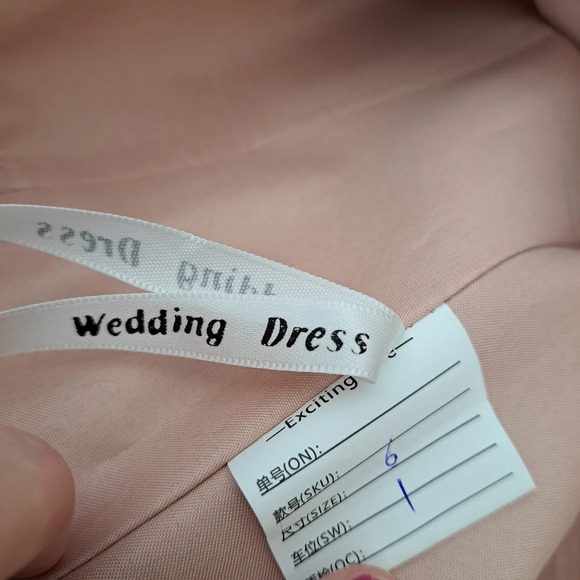 Pink Mesh Embroidered Ruffle Layered Chiffon Short Sleeve Prom Formal Dress Sz 6 - Picture 6 of 7